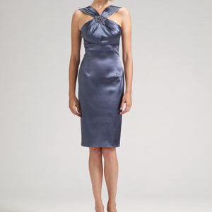 Knee-Length Cross Strap Evening Dress